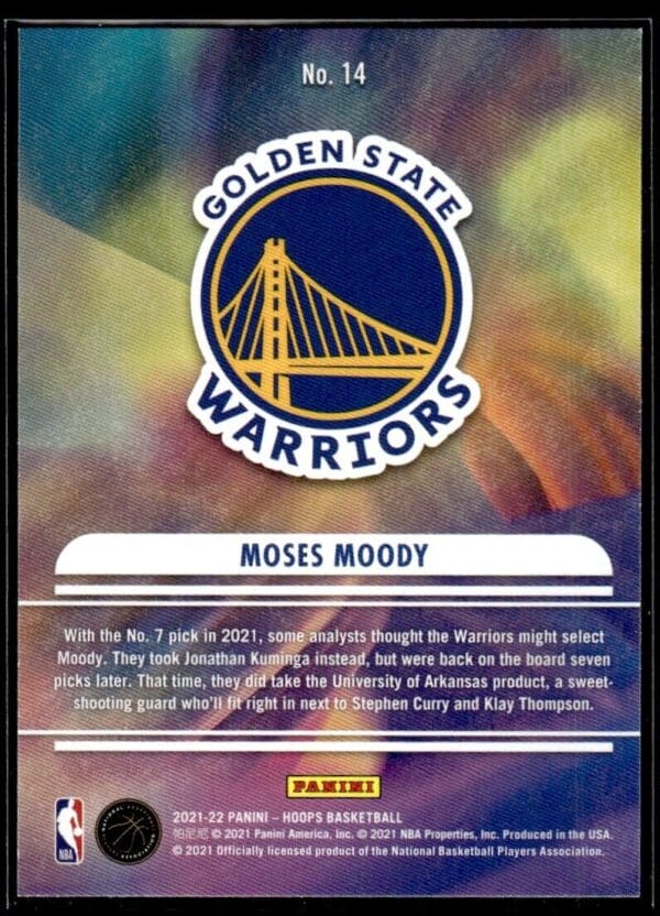 2021 Hoops We Got Next Golden State Warriors #14 Moses Moody RC Rookie