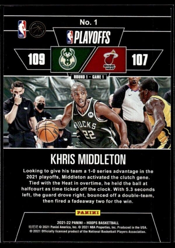 2021 Hoops Road to the Finals First Round Milwaukee Bucks #1 Khris Middleton 166