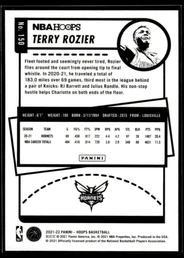 2021 Hoops Charlotte Hornets #150 Terry Rozier Purple