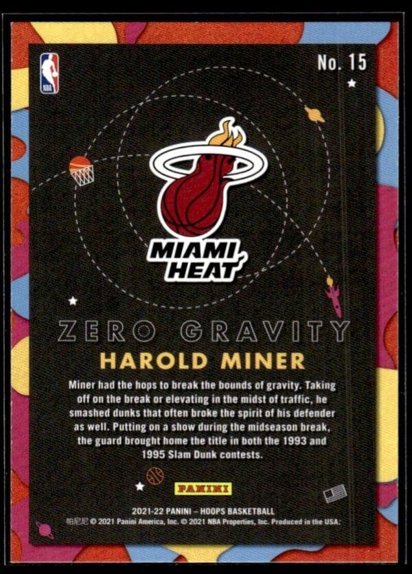 2021 Hoops Zero Gravity Miami Heat #15 Harold Miner