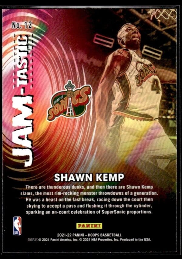 _10 2021 Hoops JAM-tastic Seattle Supersonics #12 Shawn Kemp