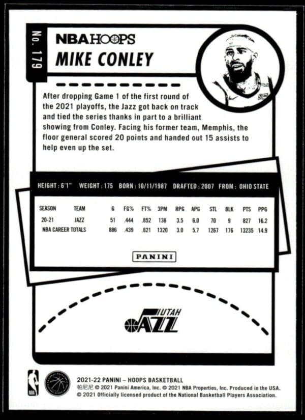 2021 NBA Hoops Utah Jazz #179 Mike Conley