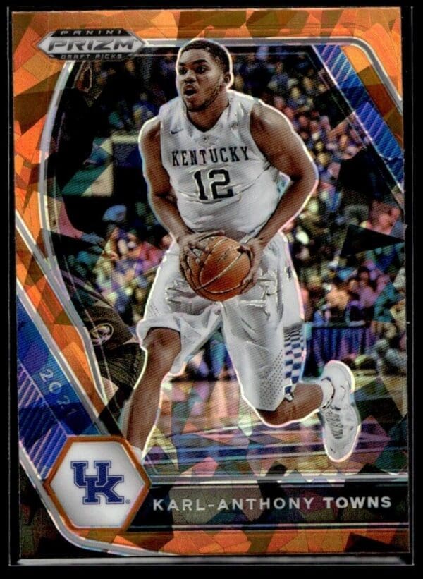 _10 2021 Panini Prizm Draft Picks Kentucky Wildcats #67 Karl-Anthony Towns Orange Cr