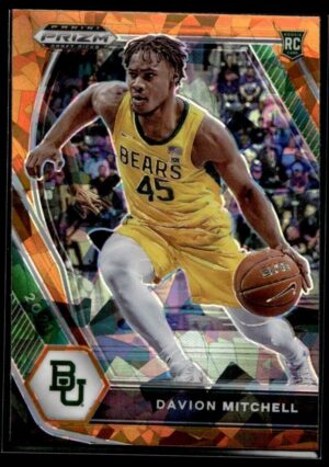 _10 2021 Panini Prizm Draft Picks Baylor Bears #13 Davion Mitchell RC Rookie Orange