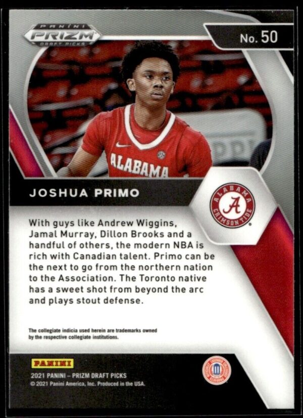 2021 Panini Prizm Draft Picks Alabama Crimson Tide #50 Joshua Primo RC Rookie