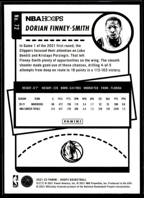 2021 NBA Hoops Dallas Mavericks #72 Dorian Finney-Smith