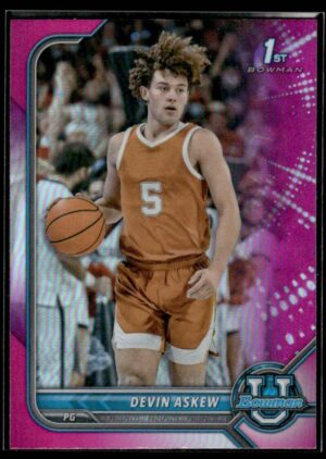 2022 Topps Bowman University  #25 Devin Askew Pink Refractor