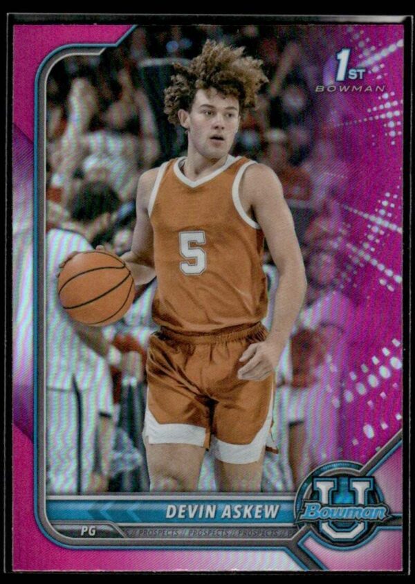 2022 Topps Bowman University  #25 Devin Askew Pink Refractor