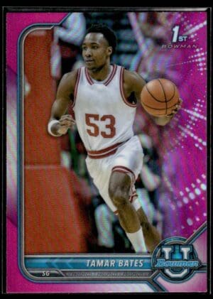 2022 Topps Bowman University  #39 Tamar Bates Pink Refractor