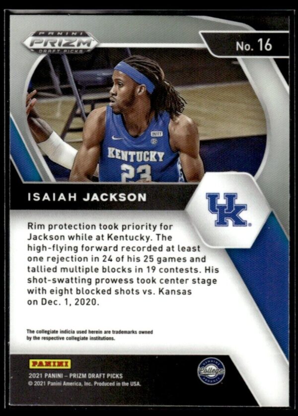 _10 2021 Panini Prizm Draft Picks Kentucky Wildcats #16 Isaiah Jackson RC Rookie