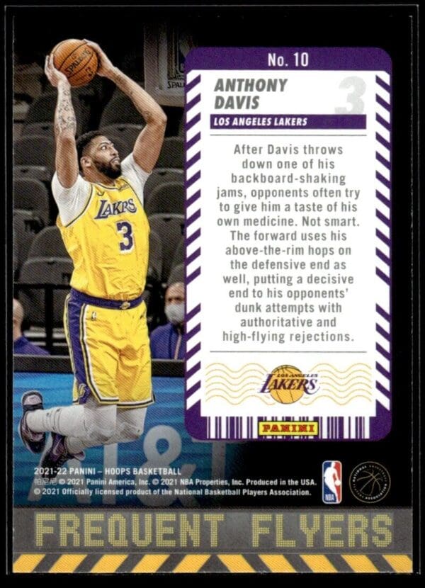 2021-22 Hoops Frequent Flyers Anthony Davis Los Angeles Lakers #10