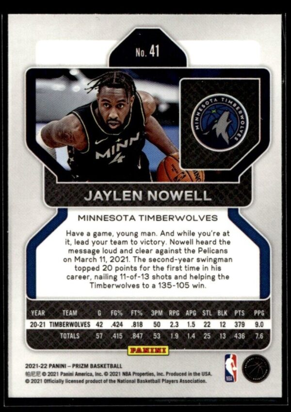 2021 Panini Prizm Minnesota Timberwolves #41 Jaylen Nowell
