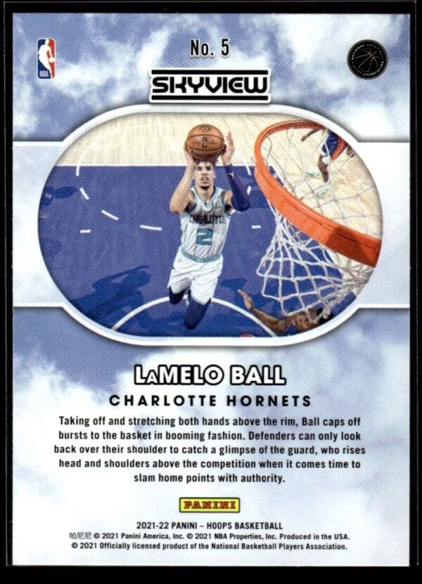 2021-22 Hoops Skyview LaMelo Ball Charlotte Hornets #5