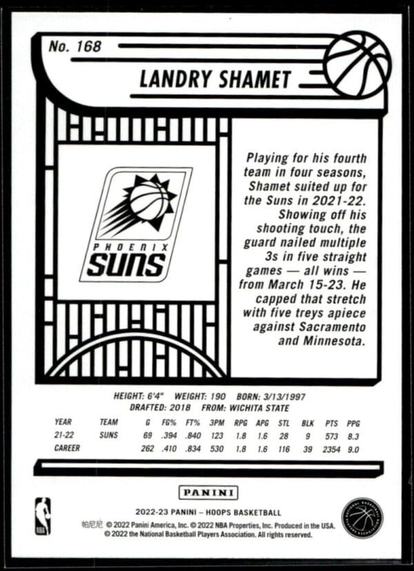 2022 Hoops Phoenix Suns #168 Landry Shamet