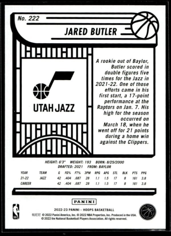 _10 2022 Hoops Utah Jazz #222 Jared Butler