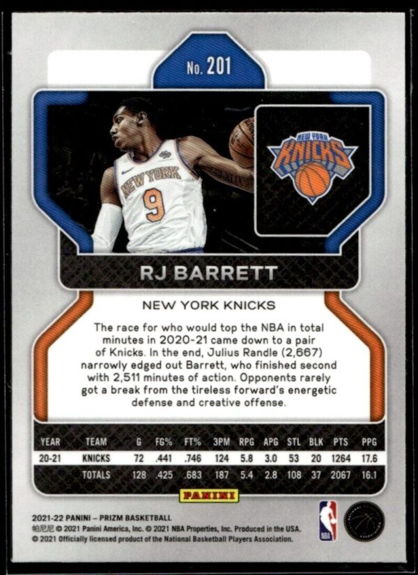 2021 Panini Prizm New York Knicks #201 RJ Barrett