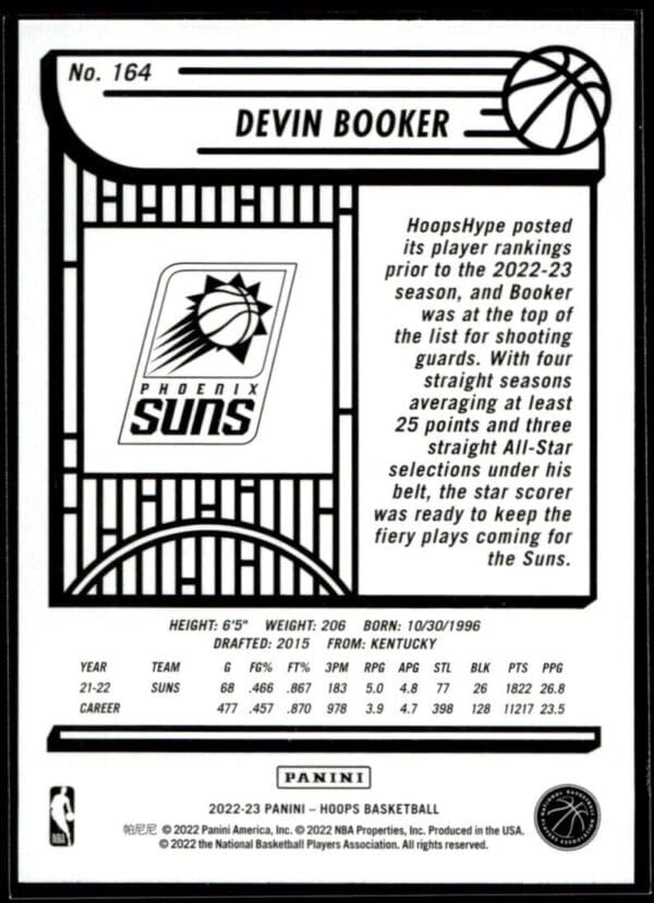2022 Hoops Phoenix Suns #164 Devin Booker