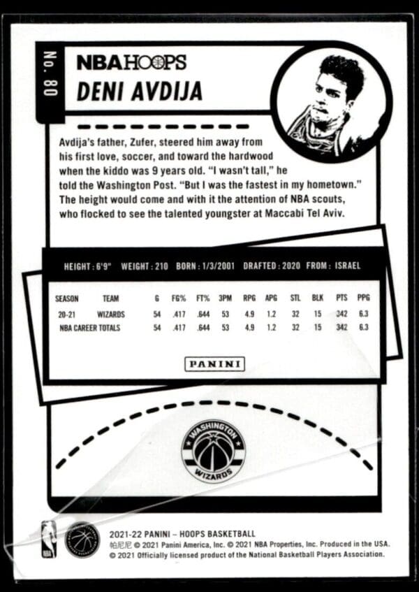 2021 NBA Hoops Winter Edition Washington Wizards #80 Deni Avdija