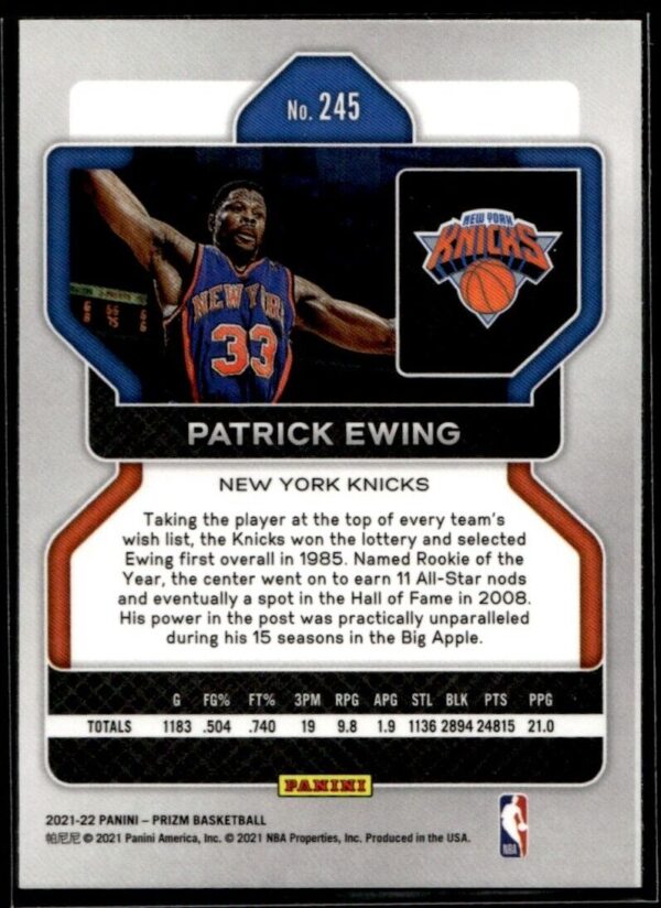 2021 Panini Prizm New York Knicks #245 Patrick Ewing