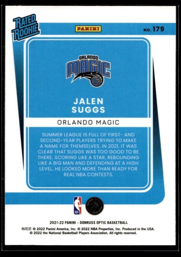 2021 Donruss Optic Orlando Magic #179 Jalen Suggs RC Rookie