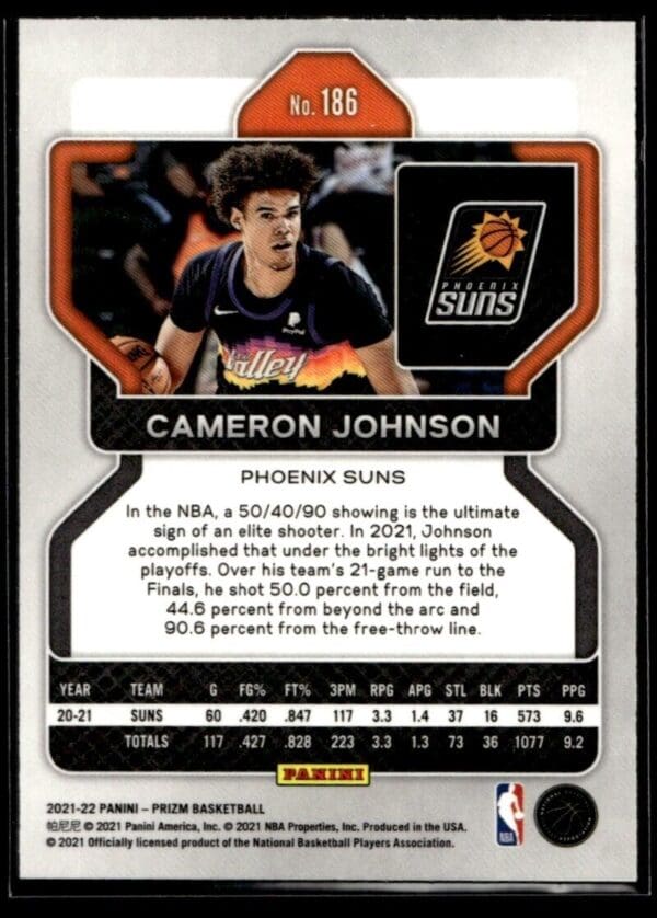 2021 Panini Prizm Phoenix Suns #186 Cameron Johnson