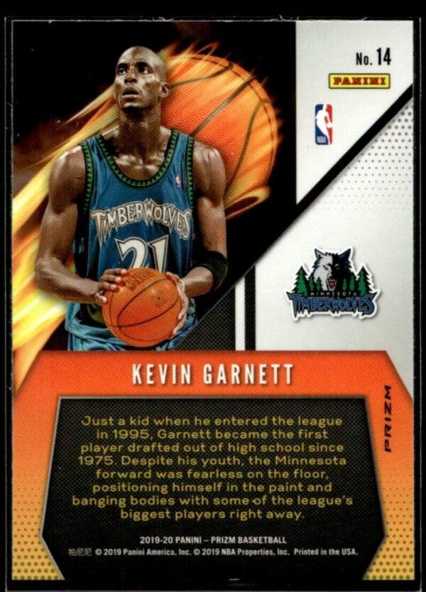 2019 Panini Prizm Fearless Minnesota Timberwolves #14 Kevin Garnett Silver Disco