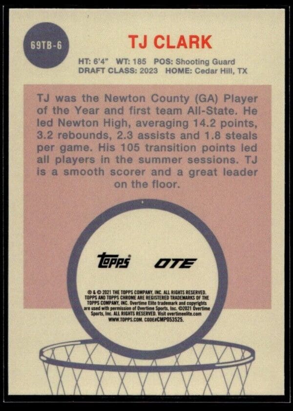 2021 Topps Overtime Elite Chrome  #69TB-6 TJ Clark