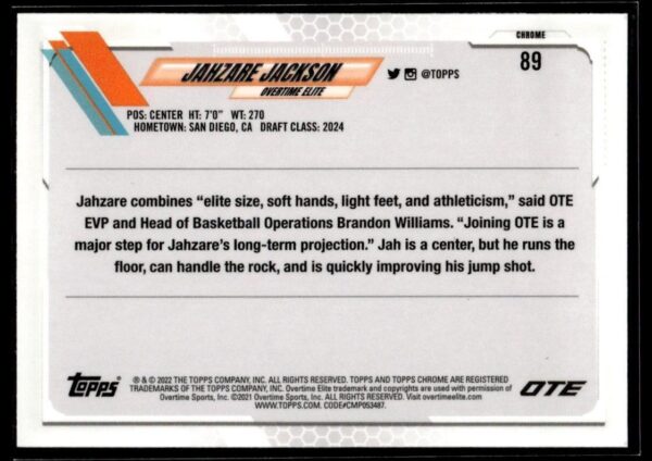 2021 Topps Overtime Elite Chrome  #89 Jahzare Jackson