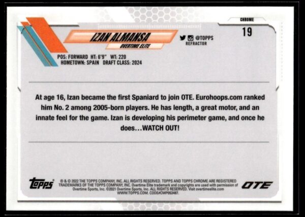 2021 Topps Overtime Elite Chrome  #19 Izan Almansa Refractor