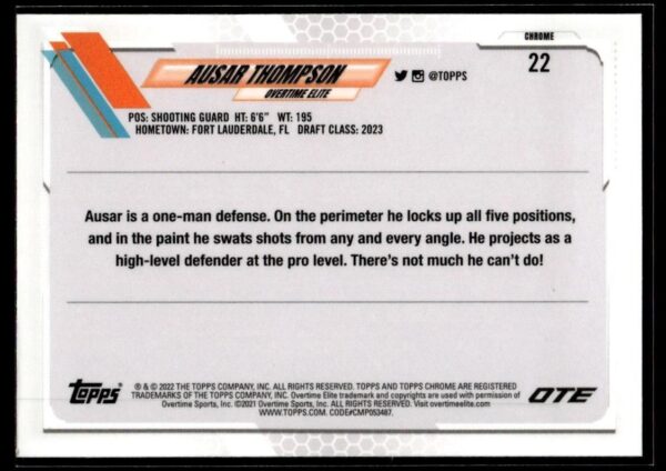 2021 Topps Overtime Elite Chrome  #22 Amen Thompson