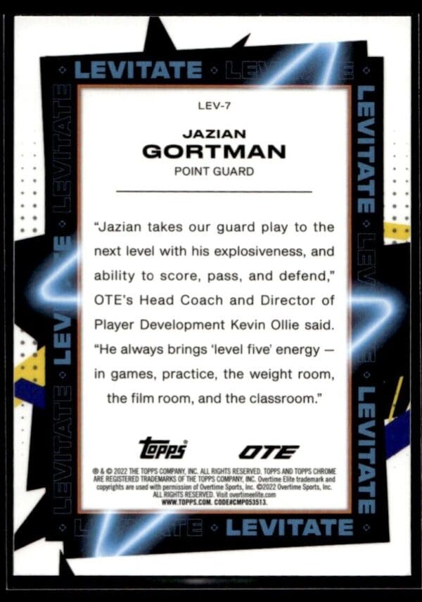 2021 Topps Overtime Elite Chrome  #LEV-7 Jazian Gortman Levitate Refractor