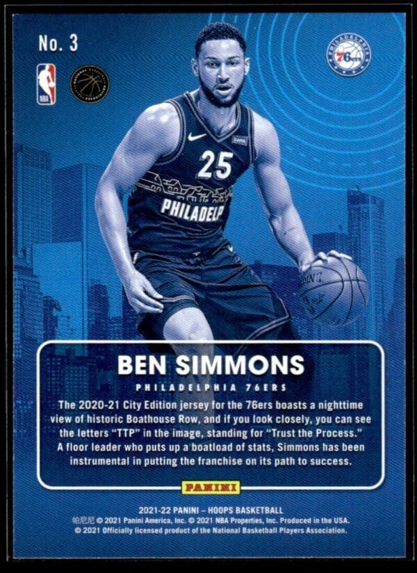 _10 2021-22 Hoops City Edition Ben Simmons Philadelphia 76ers #3