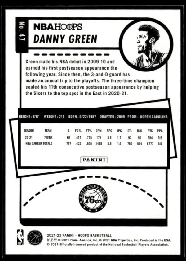 2021 Hoops Philadelphia 76ers #47 Danny Green Purple