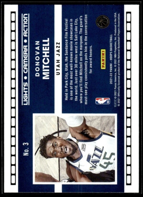 2021-22 Hoops Lights Camera Action Donovan Mitchell Utah Jazz #3