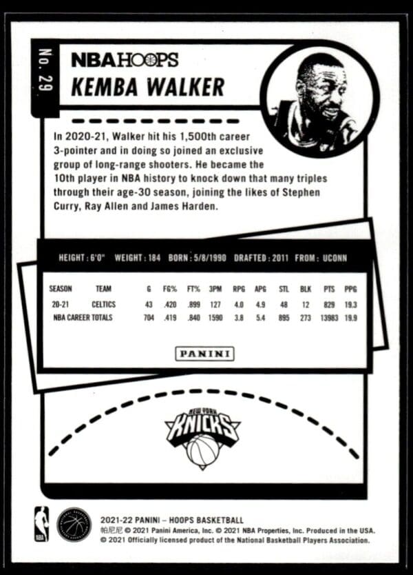 2021 Hoops New York Knicks #29 Kemba Walker Purple