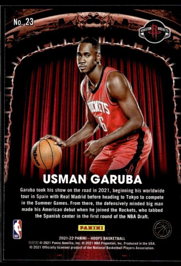 2021 Hoops Now Playing Houston Rockets #23 Usman Garuba RC Rookie