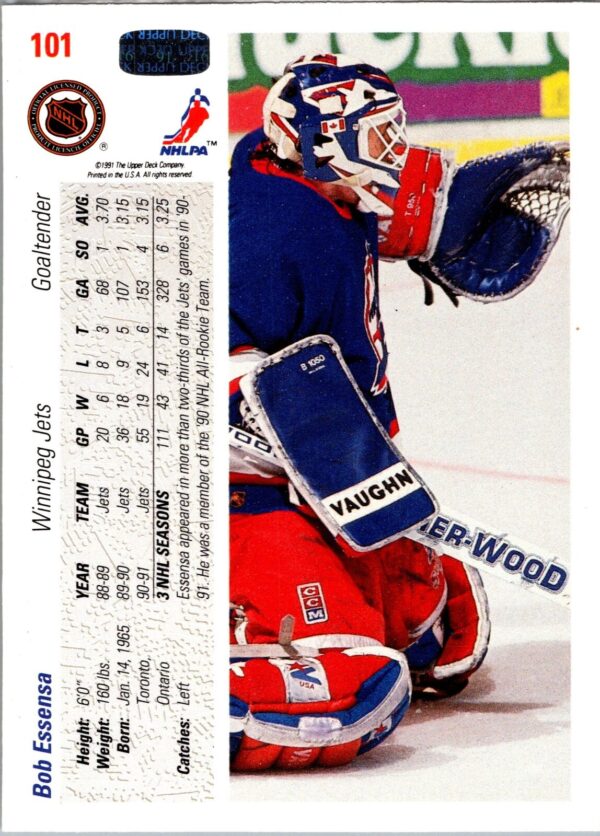 1991 Upper Deck Winnipeg Jets #101 Bob Essensa