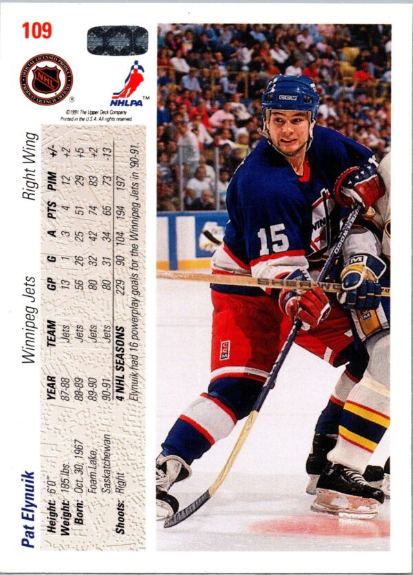 1991 Upper Deck Winnipeg Jets #109 Pat Elynuik