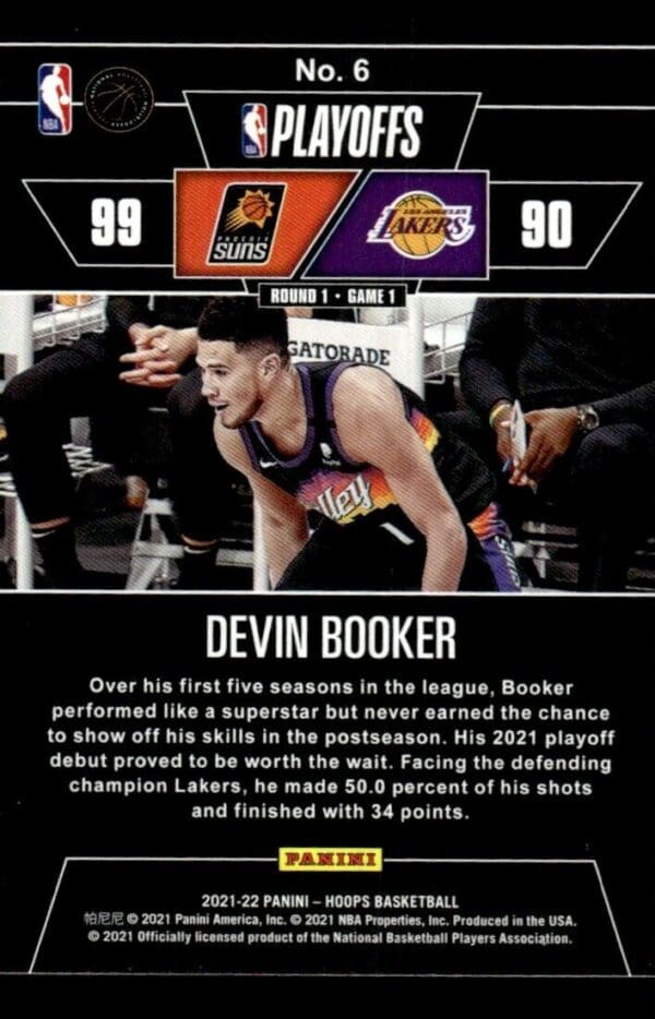 2021-22 Hoops Road to the Finals Second Round Devin Booker 1140/2021 Phoenix