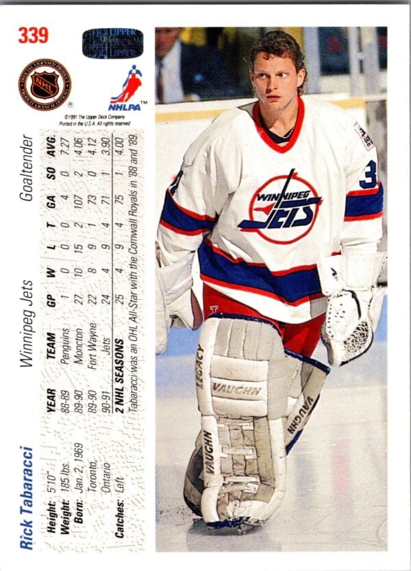 1991 Upper Deck Winnipeg Jets #339 Rick Tabaracci