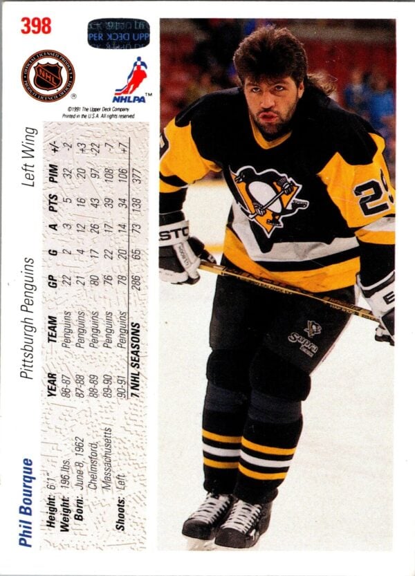 1991 Upper Deck Pittsburgh Penguins #398 Phil Bourque