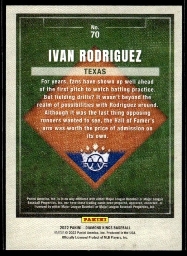 2022 Panini Diamond Kings Texas Rangers #70 Ivan Rodriguez