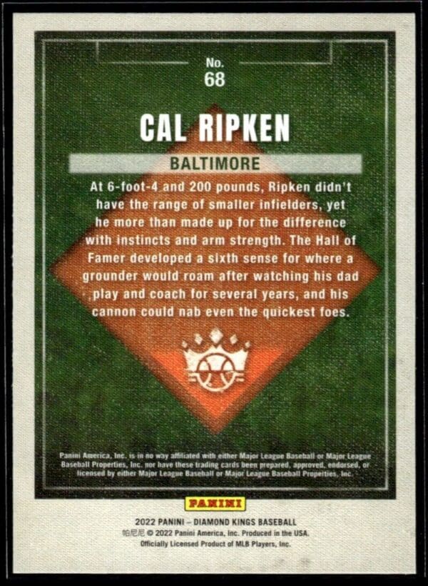 2022 Panini Diamond Kings Baltimore Orioles #68 Cal Ripken