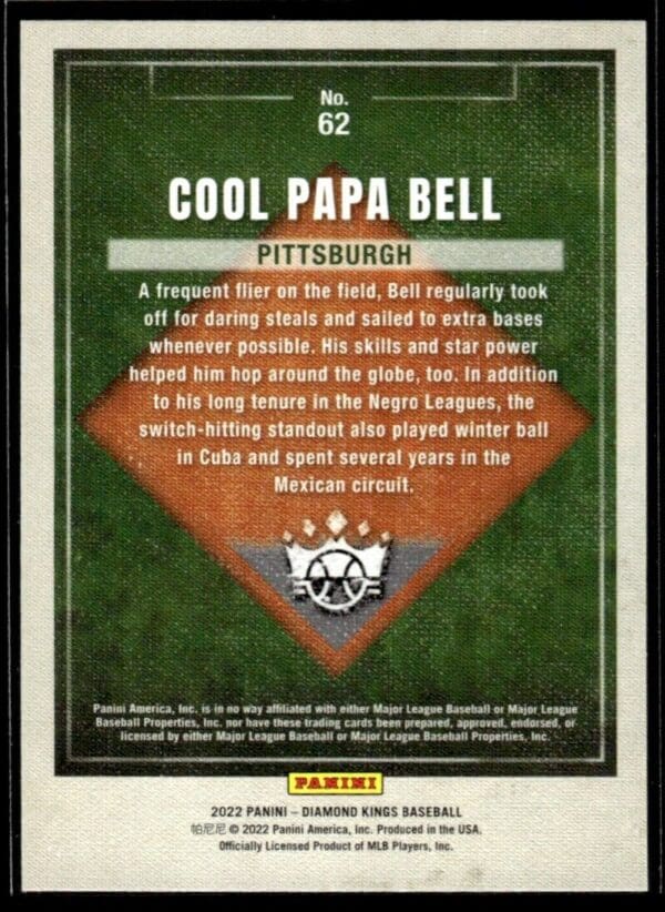 2022 Panini Diamond Kings Pittsburgh Crawfords #62 Cool Papa Bell