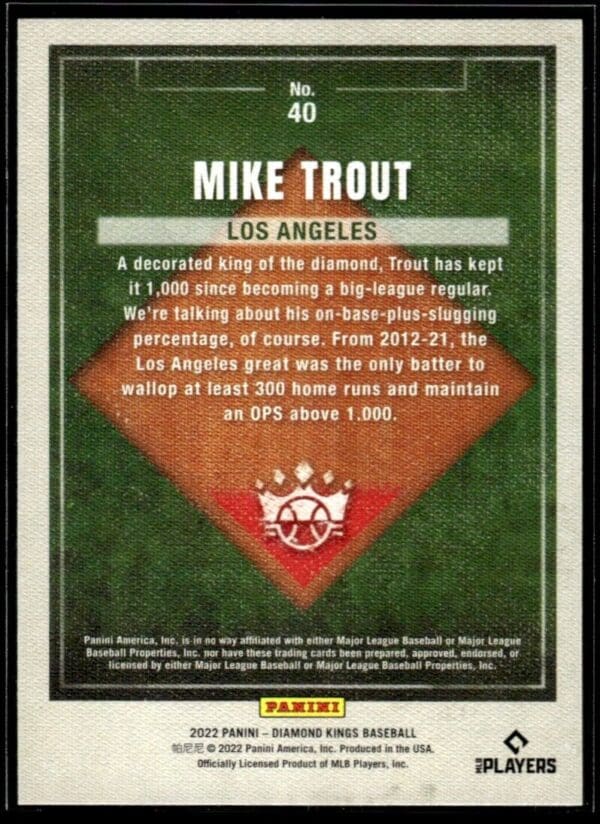 2022 Panini Diamond Kings Los Angeles Angels #40 Mike Trout