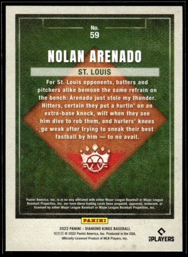 _10 2022 Panini Diamond Kings St. Louis Cardinals #59 Nolan Arenado