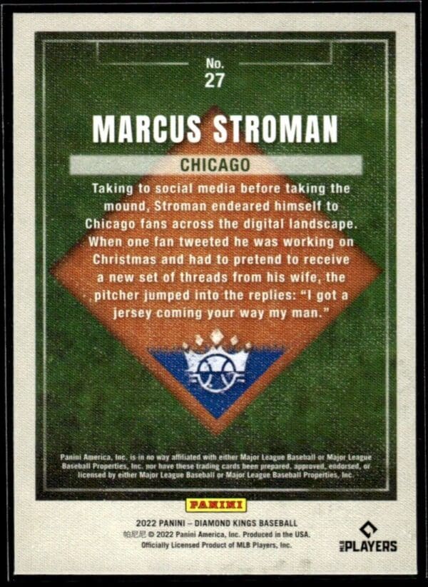 2022 Panini Diamond Kings Chicago Cubs #27 Marcus Stroman