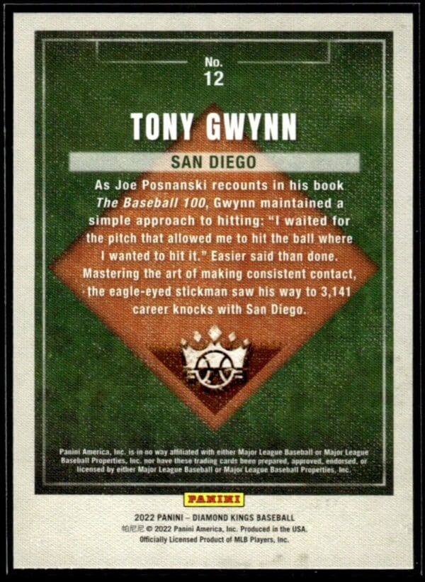 2022 Panini Diamond Kings San Diego Padres #12 Tony Gwynn