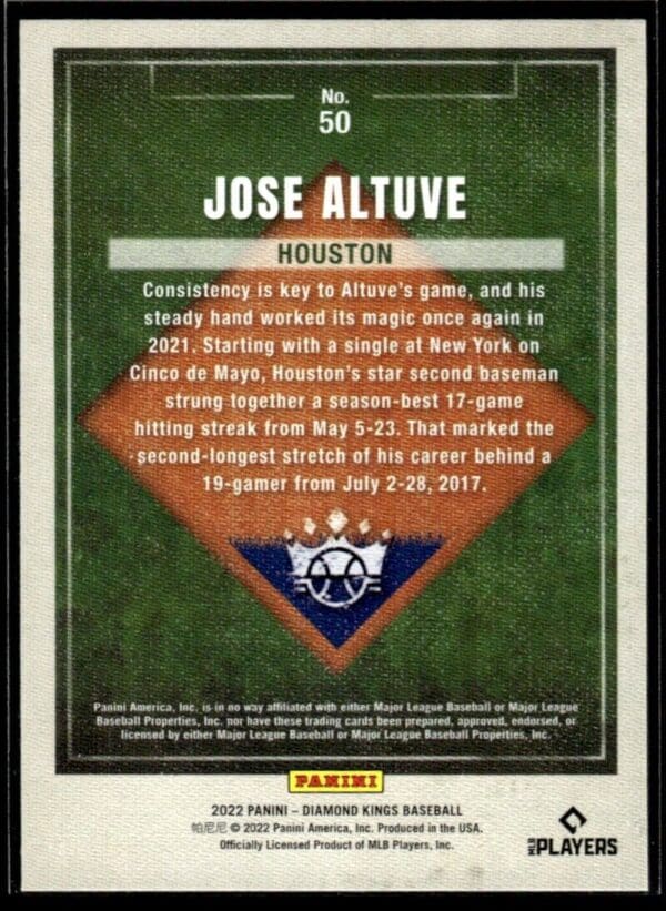 2022 Panini Diamond Kings Houston Astros #50 Jose Altuve