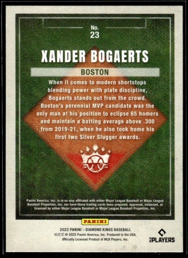 2022 Panini Diamond Kings Boston Red Sox #23 Xander Bogaerts